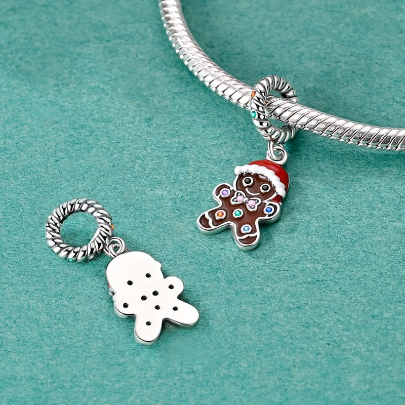 Pangama Jewelry Gingerbread Man with Santa Hat Dangle Charm
