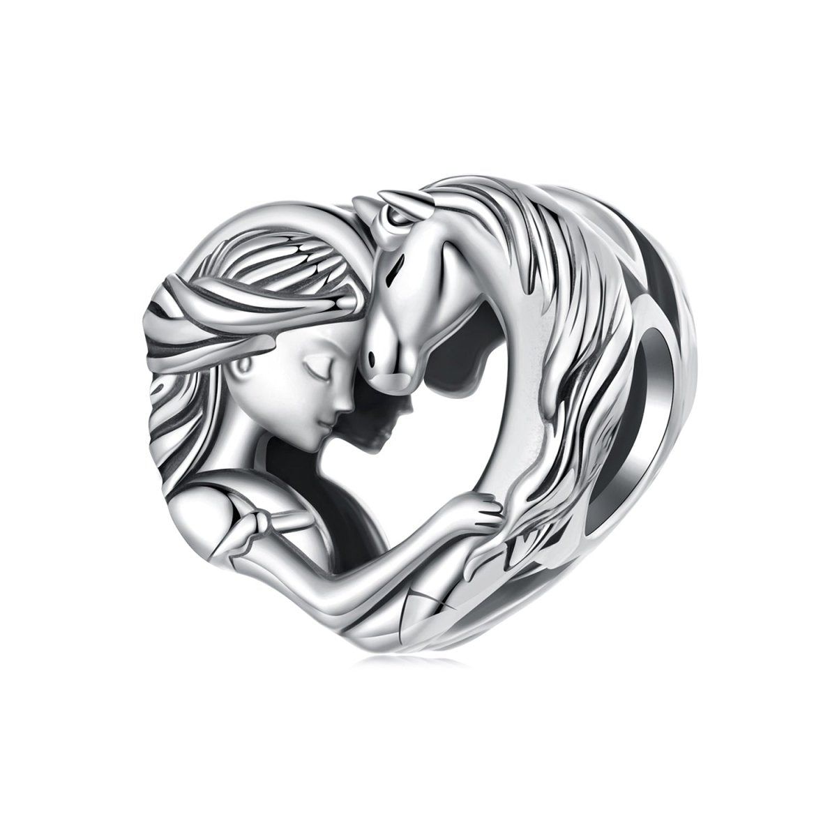 Pangama Jewelry Girl & Horse Heart - Shaped Charm
