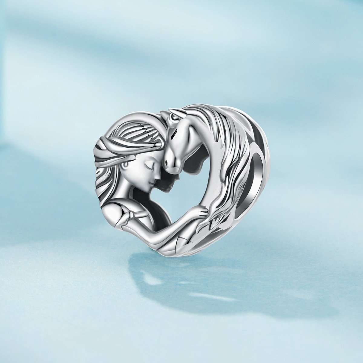 Pangama Jewelry Girl & Horse Heart - Shaped Charm