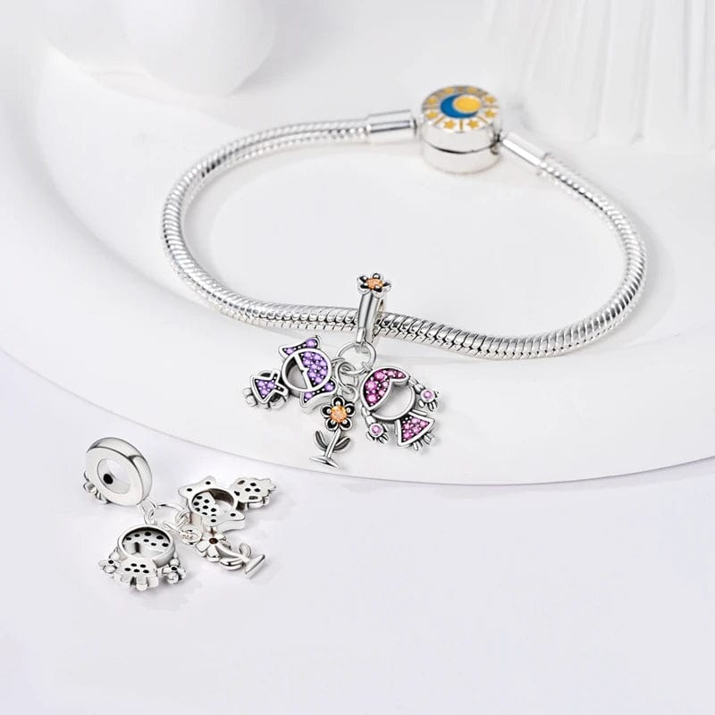 Pangama Jewelry Girls Flower Dangle Charm