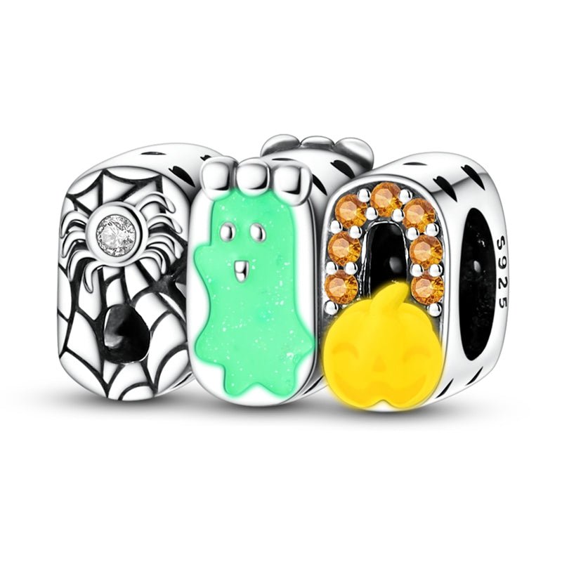 Pangama Jewelry Glow in the Dark Halloween Ghost, Spider & Pumpkin Charm