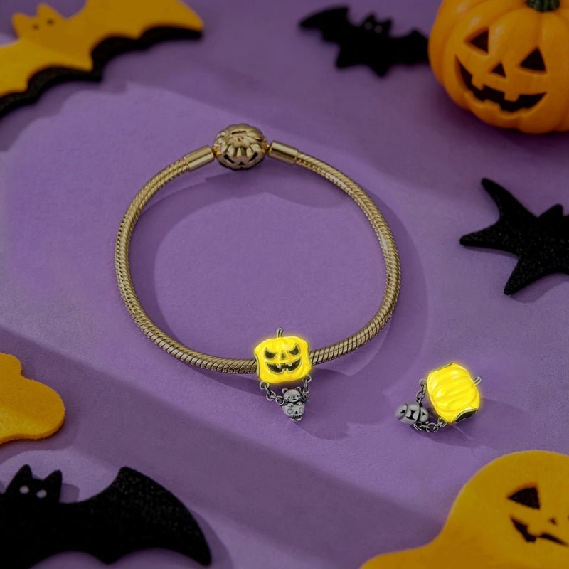 Pangama Jewelry Glow in the Dark Halloween Pumpkin & Cat Charm