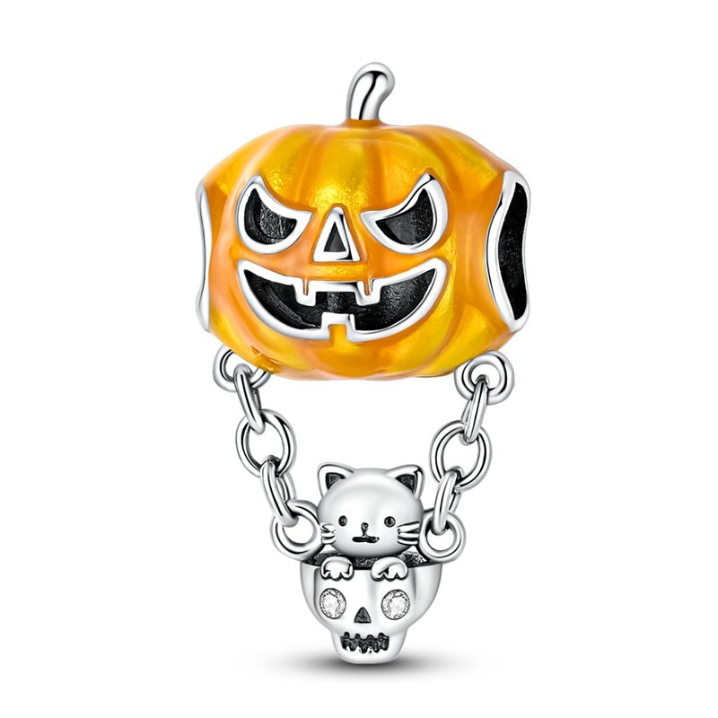 Pangama Jewelry Glow in the Dark Halloween Pumpkin & Cat Charm