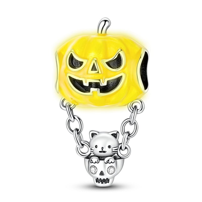 Pangama Jewelry Glow in the Dark Halloween Pumpkin & Cat Charm