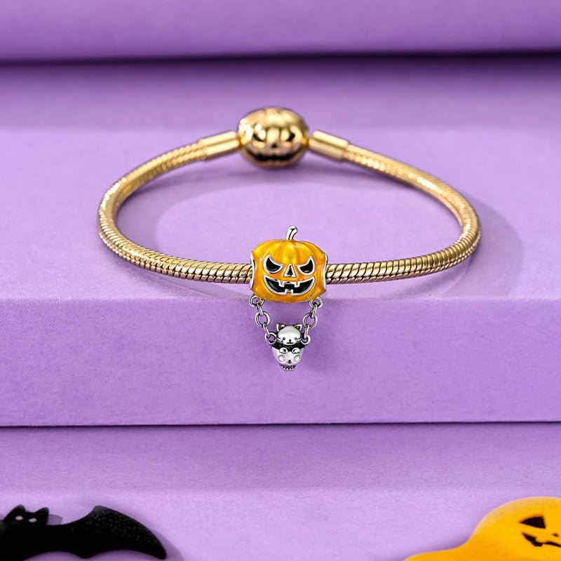 Pangama Jewelry Glow in the Dark Halloween Pumpkin & Cat Charm