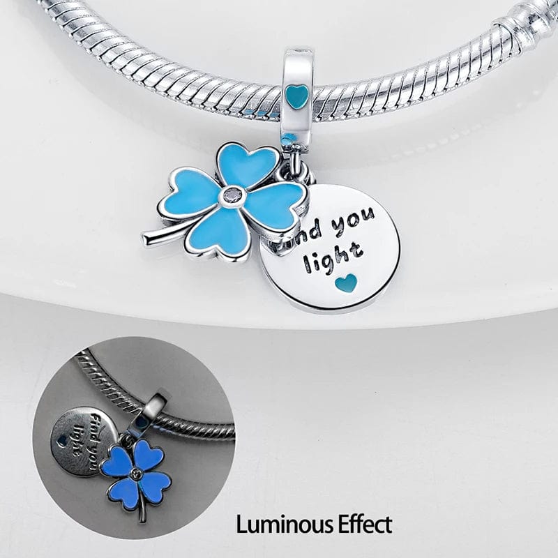 Pangama Jewelry Glow in the Dark Luminous 4 Leaf Clover Dangle Charm