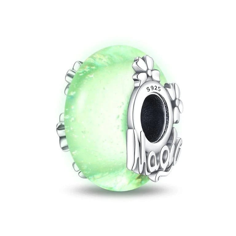 Pangama Jewelry Glow in the Dark Luminous Blue Murano Charm