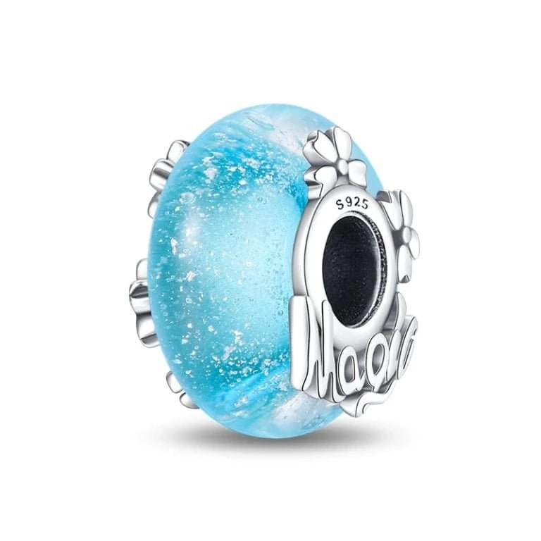 Pangama Jewelry Glow in the Dark Luminous Blue Murano Charm