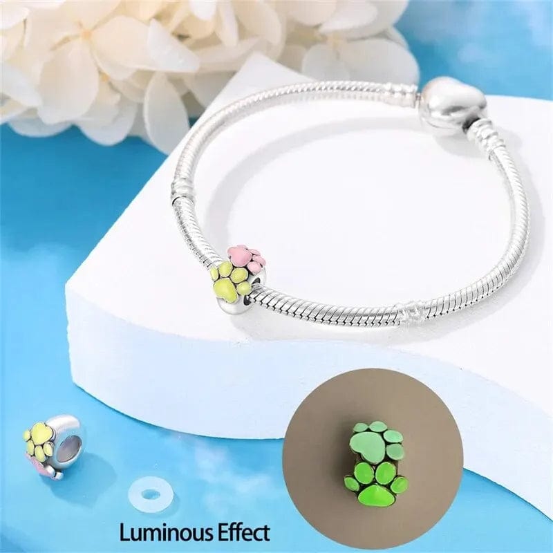 Pangama Jewelry Glow in the Dark Luminous Dog Paws Charm