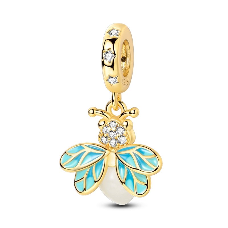 Pangama Jewelry Glow in the Dark Luminous Gold Firefly Dangle Charm