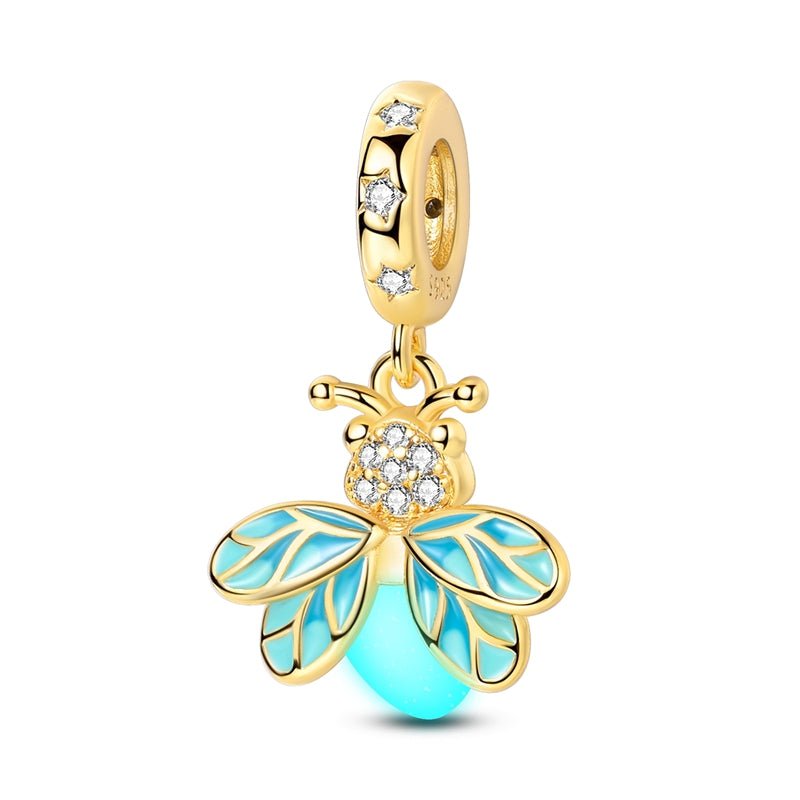 Pangama Jewelry Glow in the Dark Luminous Gold Firefly Dangle Charm