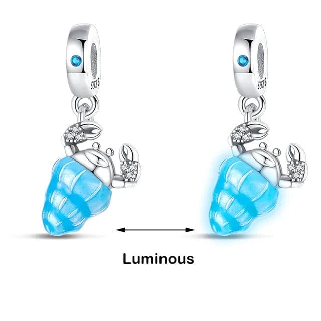 Pangama Jewelry Glow in the Dark Luminous Hermit Crab Shell Dangle Charm