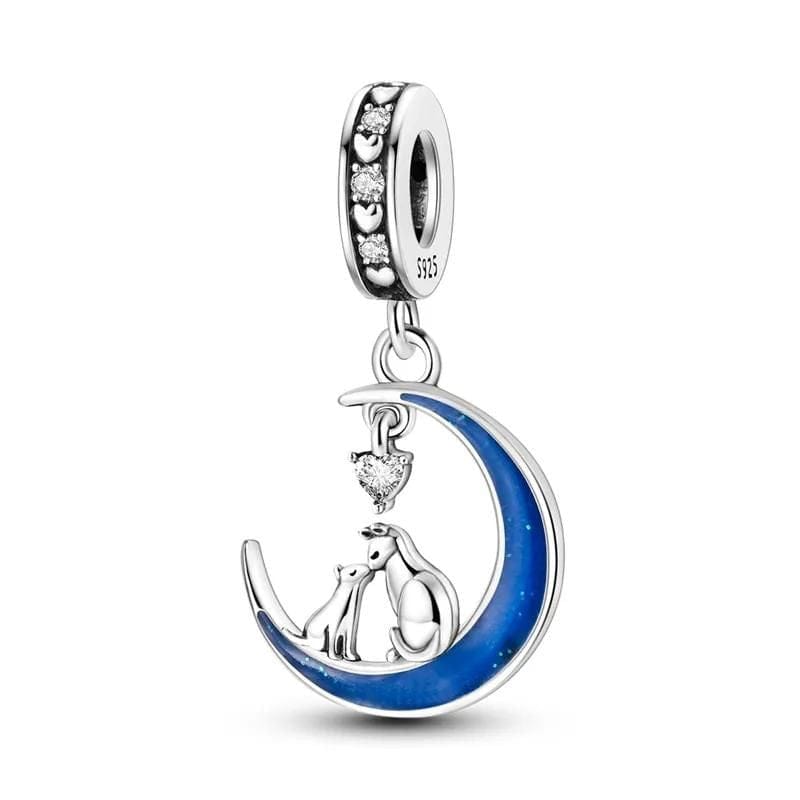 Pangama Jewelry Glow in the Dark Luminous Moon Cat Dangle Charm