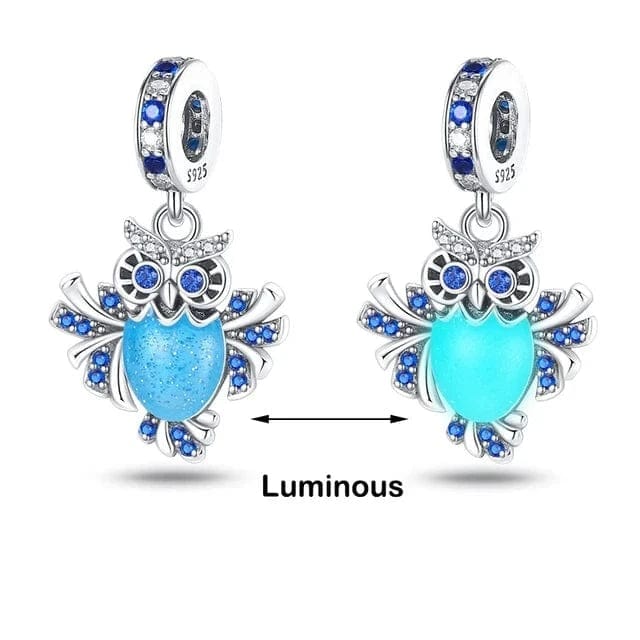 Pangama Jewelry Glow in the Dark Luminous Owl Dangle Charm