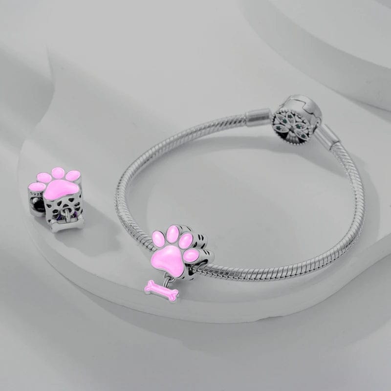 Pangama Jewelry Glow in the Dark Luminous Paw and Bone Charm