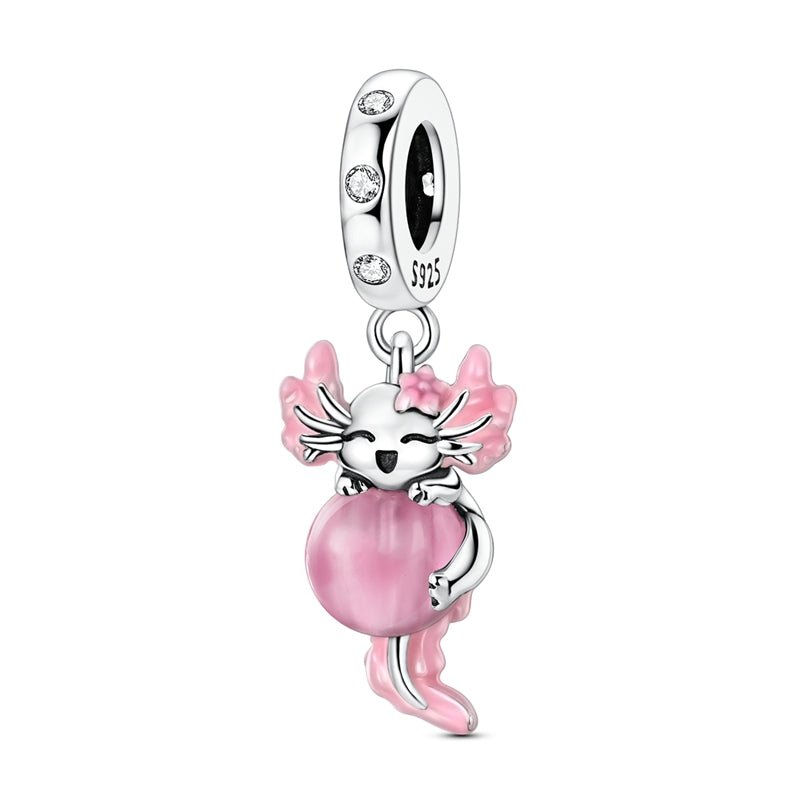 Pangama Jewelry Glow in the Dark Luminous Pink Axolotl Dangle Charm