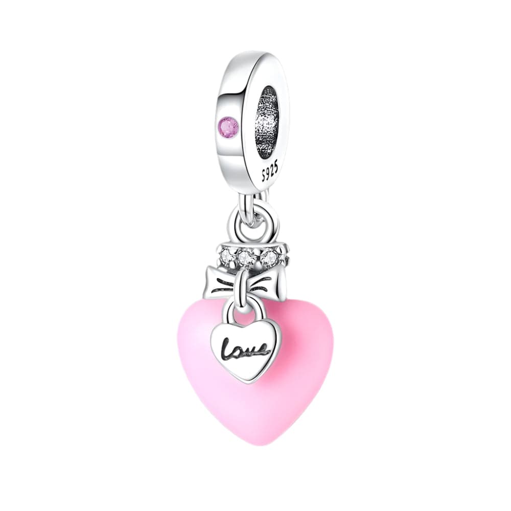 Pangama Jewelry Glow in the Dark Luminous Pink Love Heart Dangle Charm
