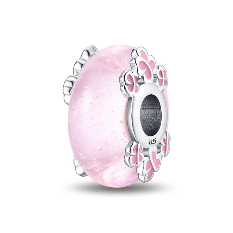 Pangama Jewelry Glow in the Dark Luminous Pink Murano Charm