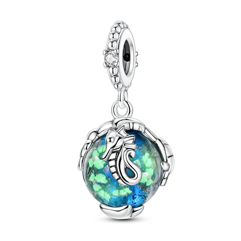 Pangama Jewelry Glow in the Dark Luminous Seahorse Dangle Charm