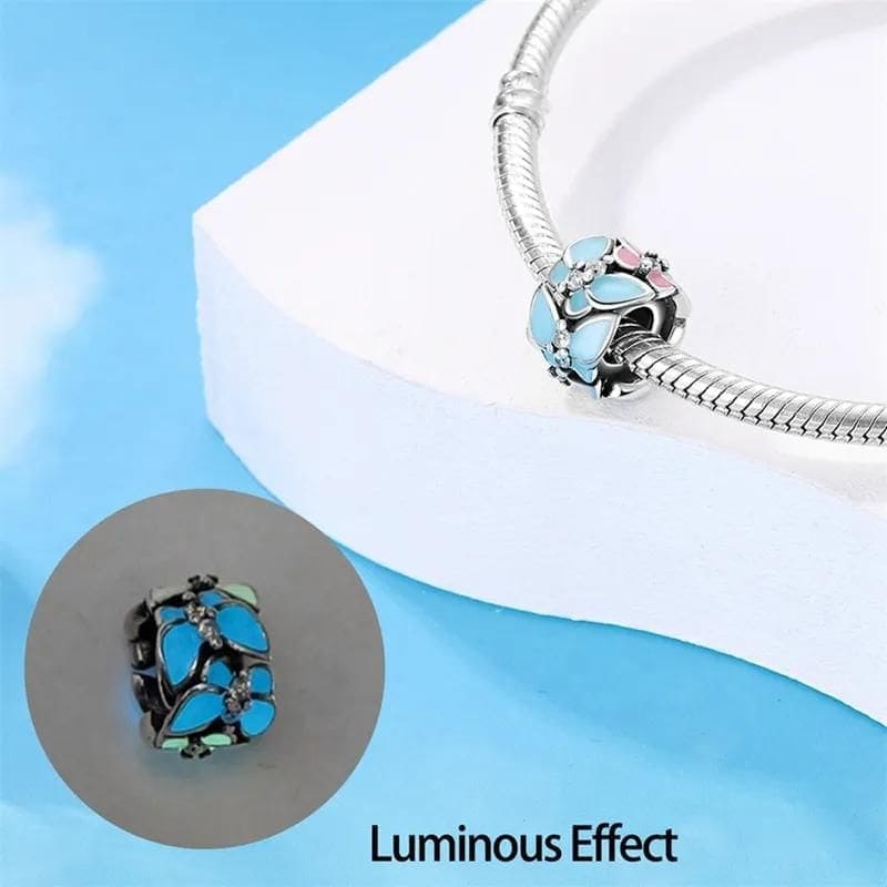 Pangama Jewelry Glow in the Dark Luminous Spacer Butterflies Charm