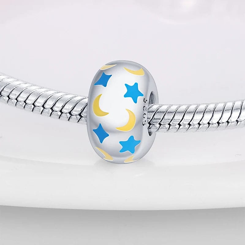 Pangama Jewelry Glow in the Dark Luminous Stars & Moon Round Charm