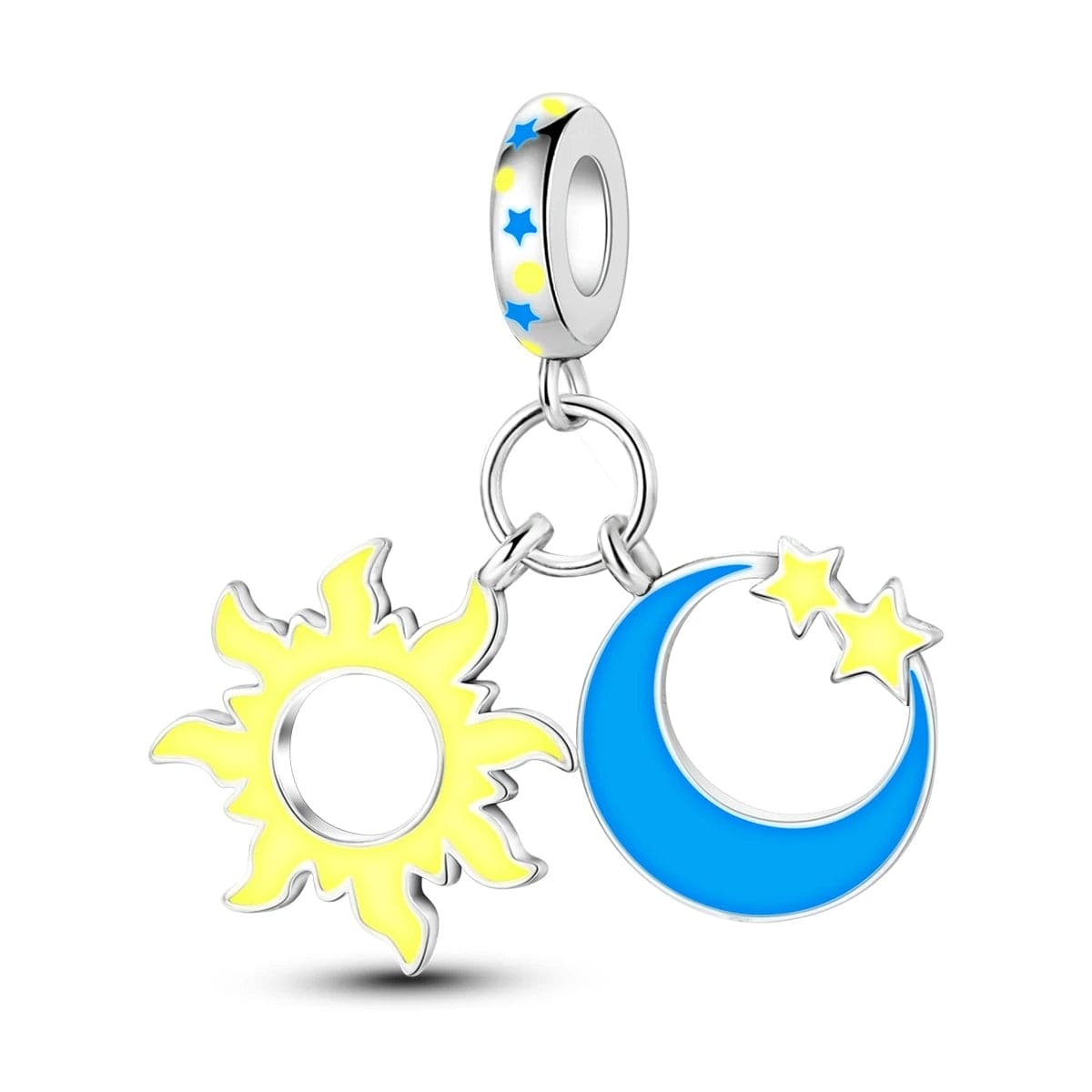 Pangama Jewelry Glow in the Dark Luminous Sun and Moon with Stars Dangle Charm