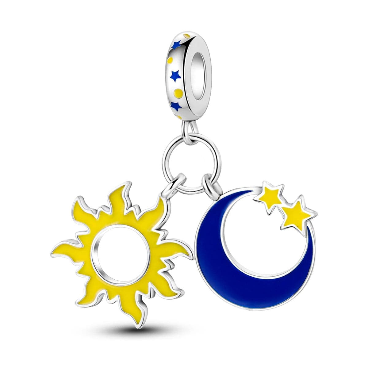Pangama Jewelry Glow in the Dark Luminous Sun and Moon with Stars Dangle Charm