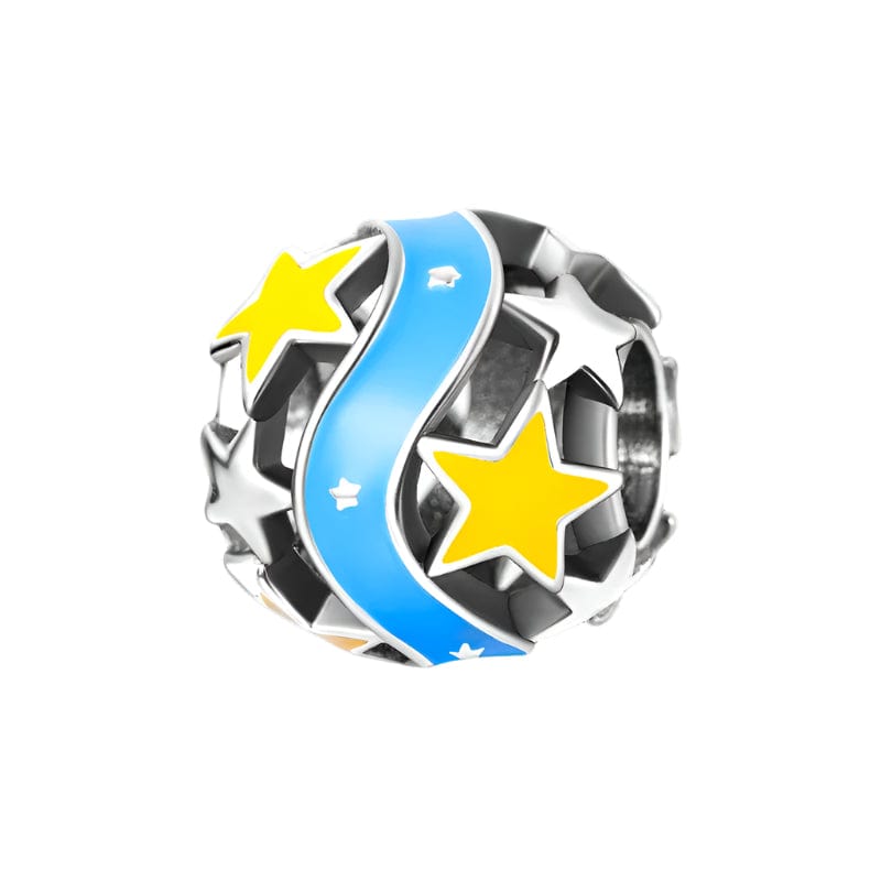 Pangama Jewelry Glow in the Dark Luminous Yellow Star Blue Ribbon Charm