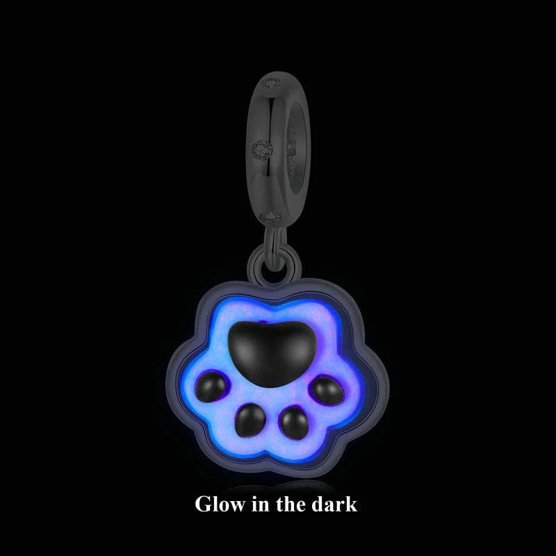 Pangama Jewelry Glow in the Dark Pink Paw Print Dangle Charm