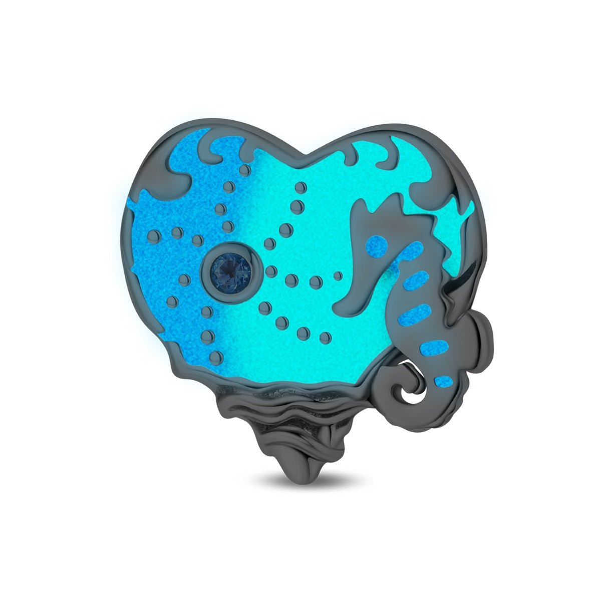 Pangama Jewelry Glow - in - the - Dark Seahorse Ocean Heart Charm
