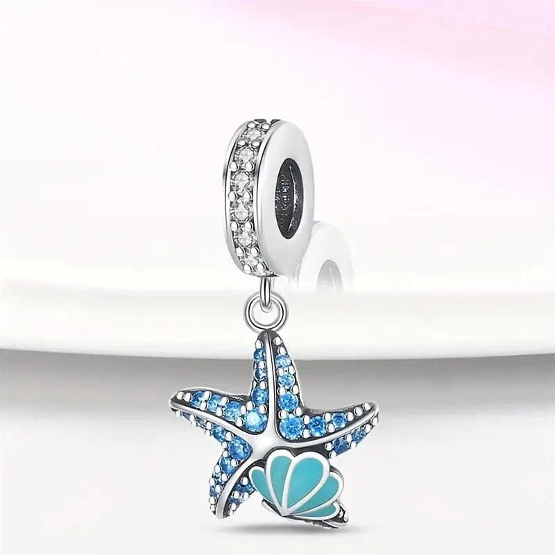 Pangama Jewelry Sparkling Blue Starfish Dangle Charm