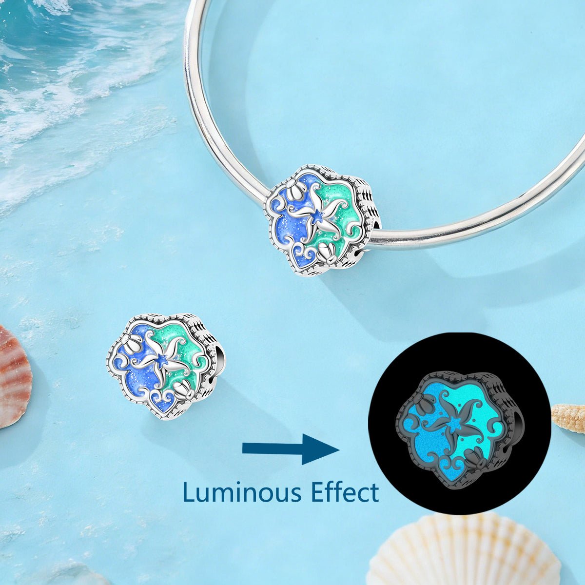 Pangama Jewelry Glow - in - the - Dark Starfish Ocean Heart Charm