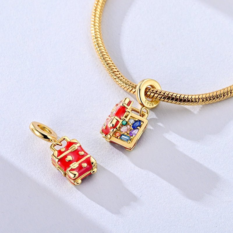 Pangama Jewelry Gold Red Suitcase Travel Charm