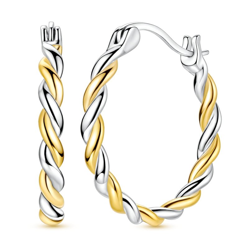 Pangama Jewelry Gold & Silver Twisted Rope Hoop Earrings