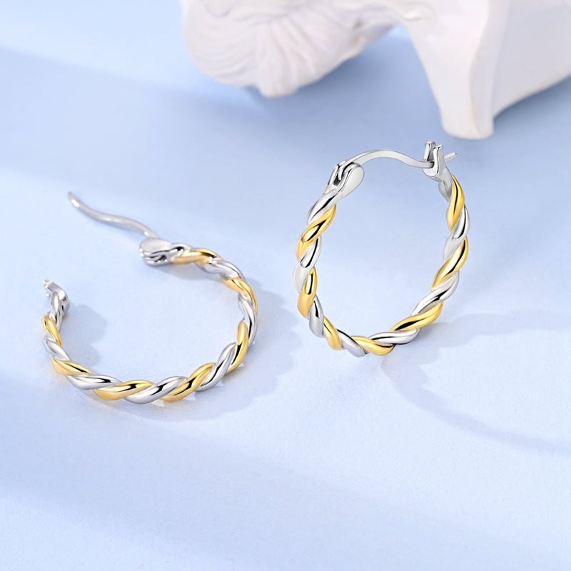Pangama Jewelry Gold & Silver Twisted Rope Hoop Earrings