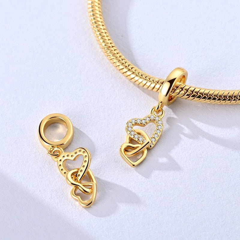 Pangama Jewelry Gold Triple Linked Hearts Dangle Charm