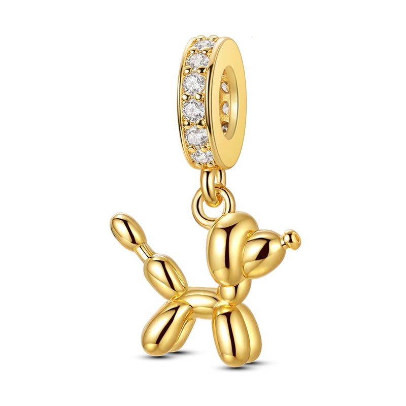 Pangama Jewelry Golden Balloon Dog Dangle Charm
