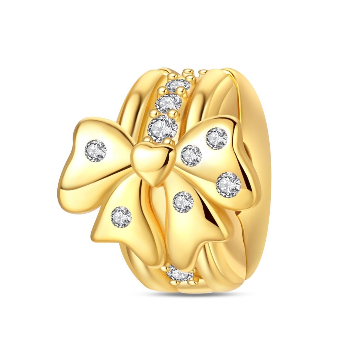 Pangama Jewelry Golden Bow with Diamond Accents Clip Charm