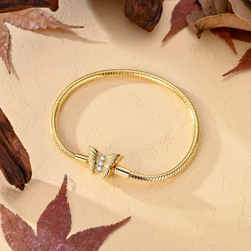 Pangama Jewelry Golden Butterfly Clasp Snake Chain Bracelet