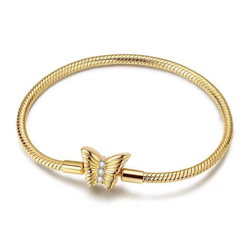 Pangama Jewelry Golden Butterfly Clasp Snake Chain Bracelet