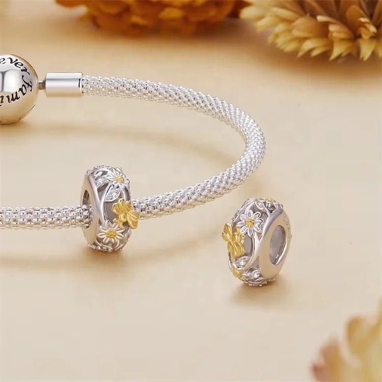 Pangama Jewelry Golden Butterfly & Floral Garden Charm
