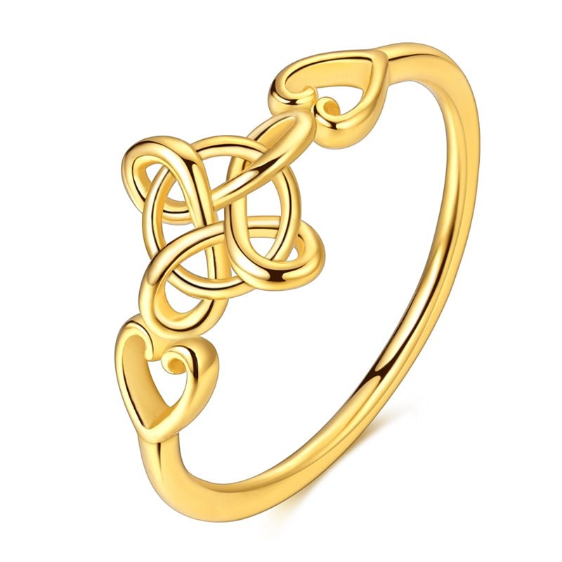 Pangama Jewelry Golden Celtic Heart Knot Ring