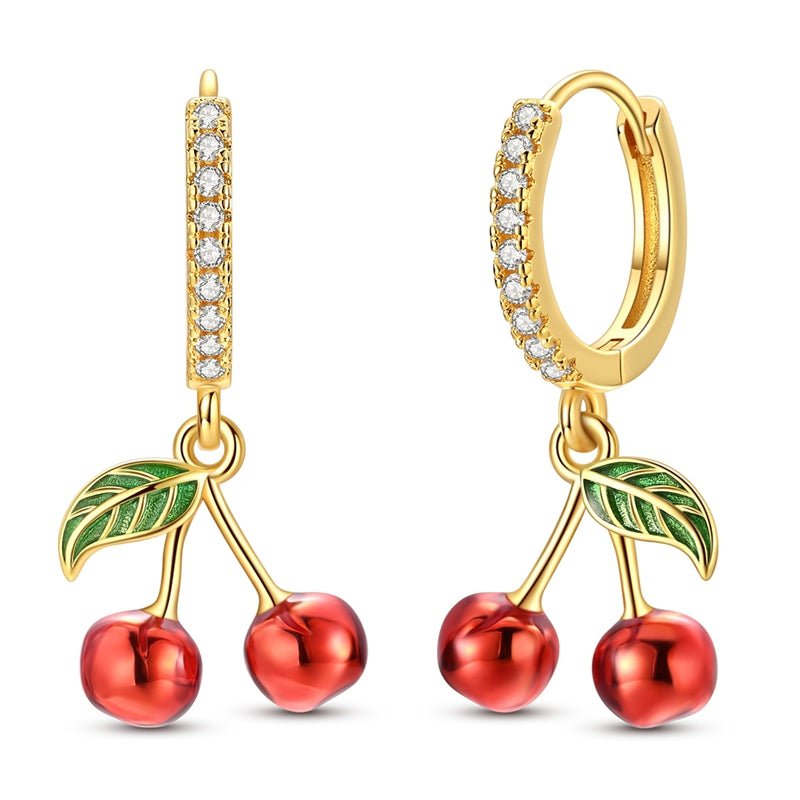 Pangama Jewelry Golden Cherry Hoop Earrings