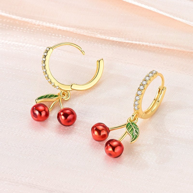 Pangama Jewelry Golden Cherry Hoop Earrings