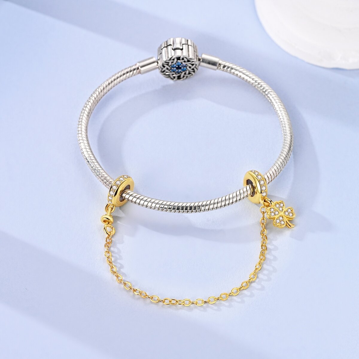 Pangama Jewelry Golden Clover Safety Chain Charm