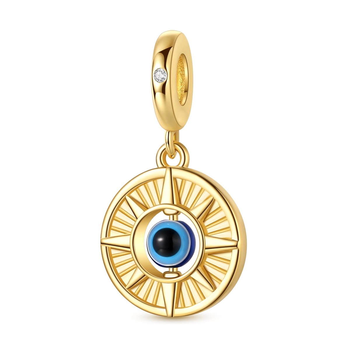 Pangama Jewelry Golden Compass Evil Eye Dangle Charm