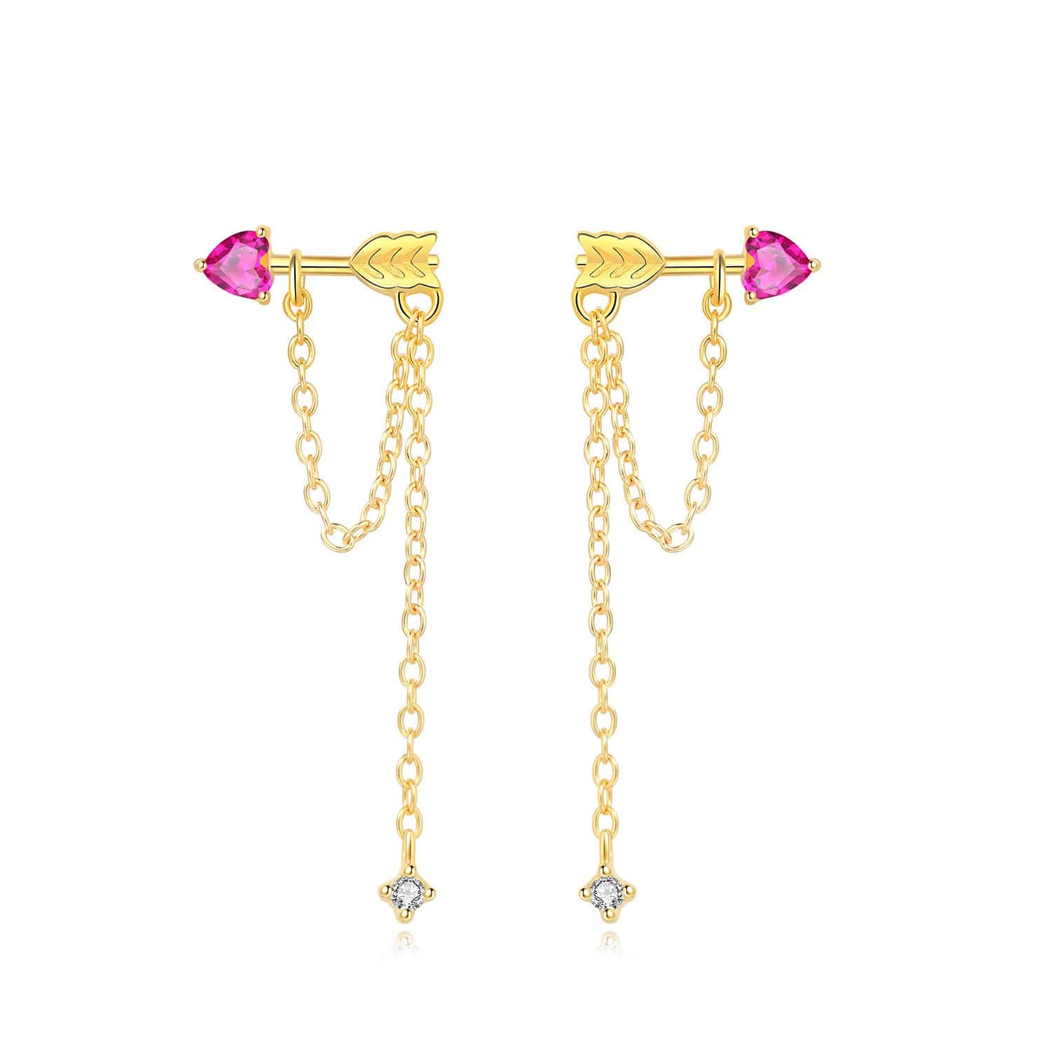 Pangama Jewelry Golden Cupid Arrow Chain Earrings