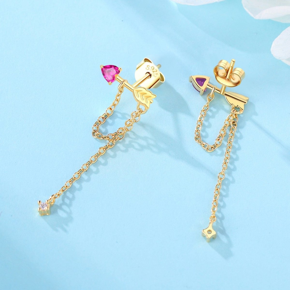 Pangama Jewelry Golden Cupid Arrow Chain Earrings