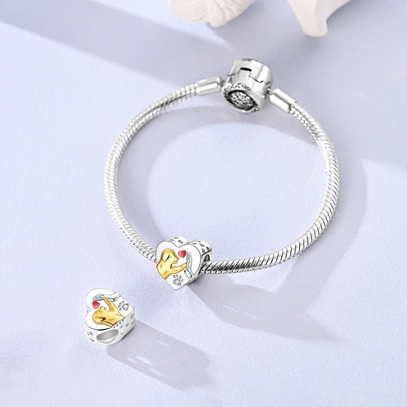 Pangama Jewelry Golden Dog with Heart High - Five Charm