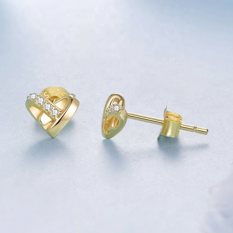 Pangama Jewelry Golden Embrace Heart Stud Earrings